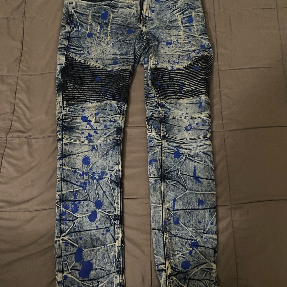 Evolution In Design Men's Blue Splatter Jeans